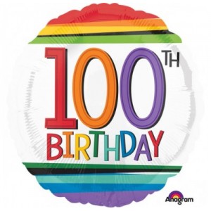 Foil Balloon 100th Birthday - Rainbow